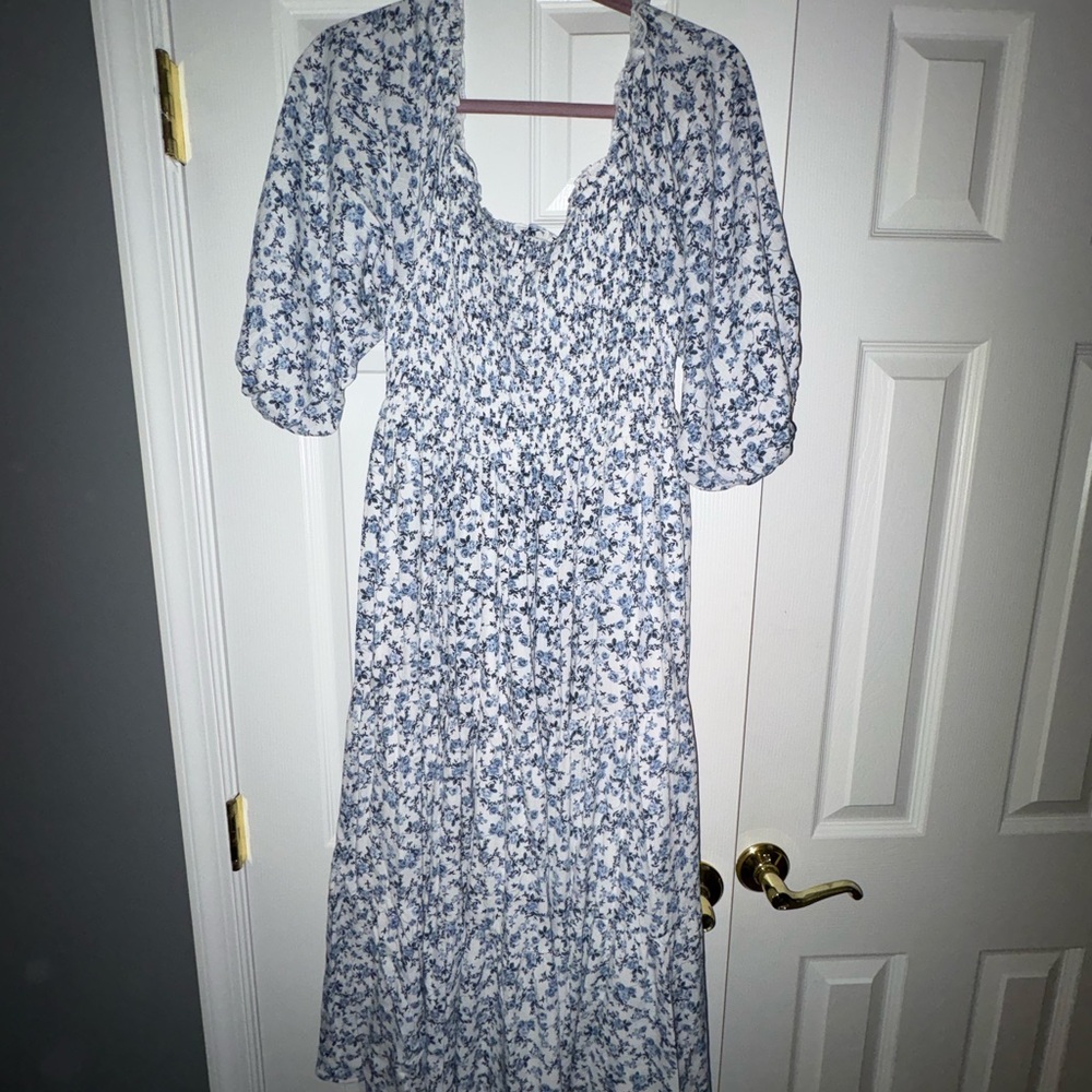 Torrid Blue and White Floral Midi Dress